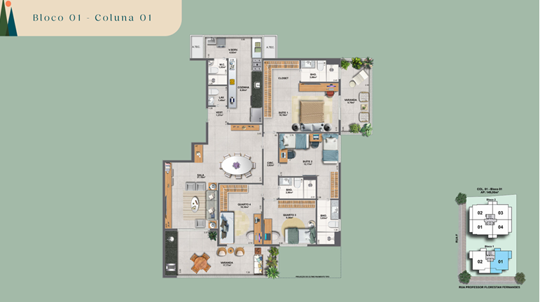 Planta Apartamento Tipo - Bloco 1
